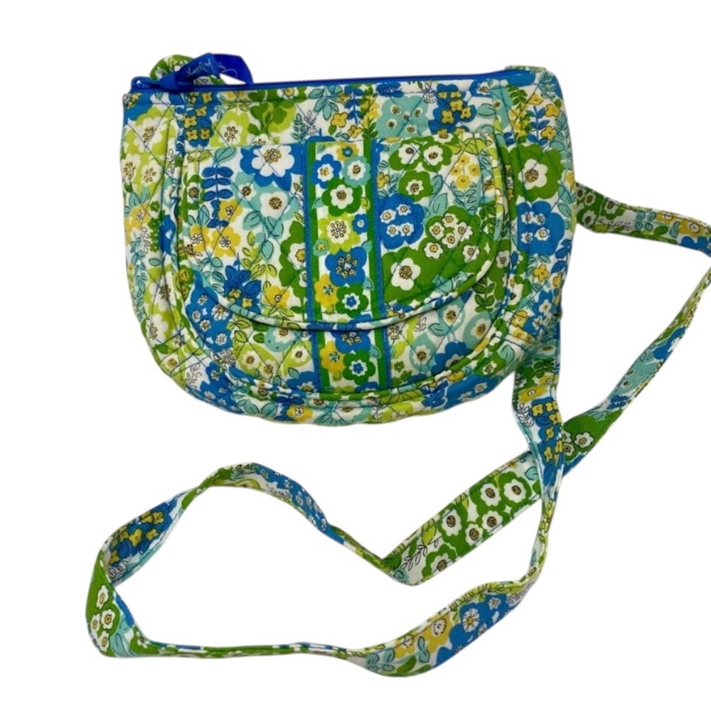Vera Bradley English Meadow Lizzy Blue Green Floral Crossbody Bag